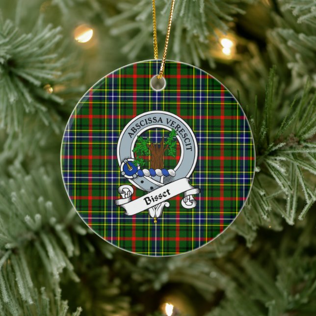 Clan Bisset Pattern Badge Tartan Plaid Ceramic Tree Decoration (Tree)