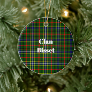 Clan Bisset Pattern Tartan Ceramic Tree Decoration