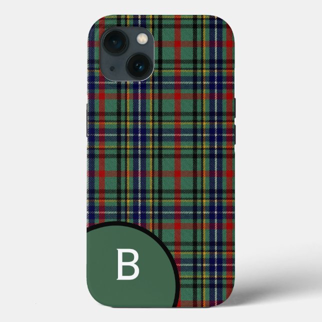 Clan Bisset Plaid Monogrammed  Case-Mate iPhone Case (Back)