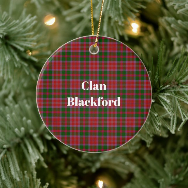 Clan Blackford Tartan Ceramic Tree Decoration (Tree)