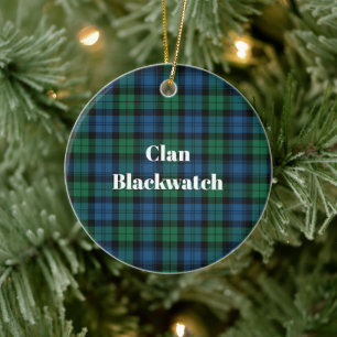 Clan Blackwatch Ancient Tartan Ceramic Tree Decoration