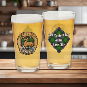 Clan Blair Crest over Tartan Glass