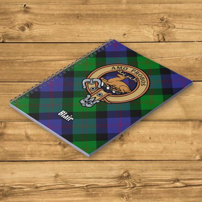 Clan Blair Crest over Tartan Notebook (Creator Uploaded)