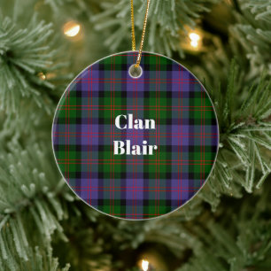 Clan Blair Modern Tartan Ceramic Tree Decoration