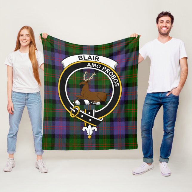 Clan Blair Modern Tartan Plaid Fleece Blanket (In Situ)