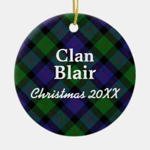 Clan Blair Scottish Tartan Ceramic Tree Decoration