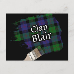 Clan Blair Scottish Tartan Paint Brush Postcard