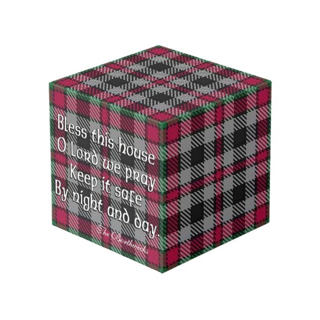 Clan Borthwick Tartan House Blessing Cube (Front Angled)