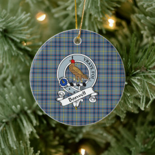 Clan Boswell Badge Tartan Plaid Ceramic Tree Decoration