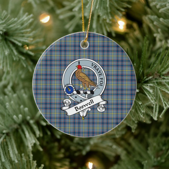 Clan Boswell Badge Tartan Plaid Ceramic Tree Decoration (Tree)