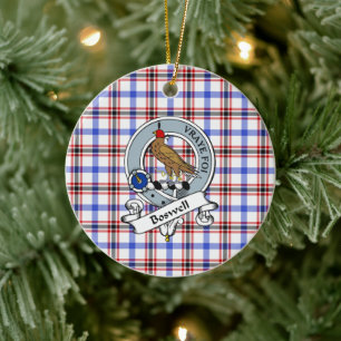 Clan Boswell Modern Badge Tartan Plaid Ceramic Tree Decoration