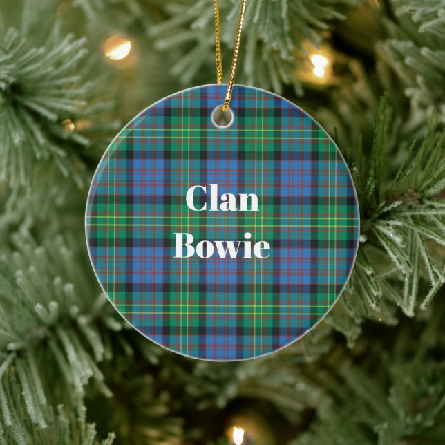 Clan Bowie Ancient Tartan Ceramic Tree Decoration (Tree)