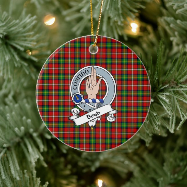 Clan Boyd Badge Tartan Plaid Ceramic Tree Decoration (Tree)