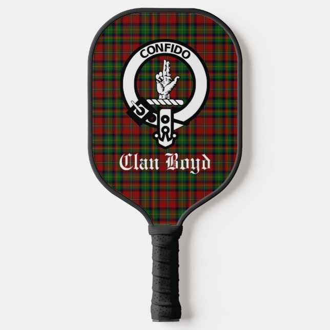  Clan Boyd Crest Badge & Tartan  Custom Pickleball Paddle (Front)