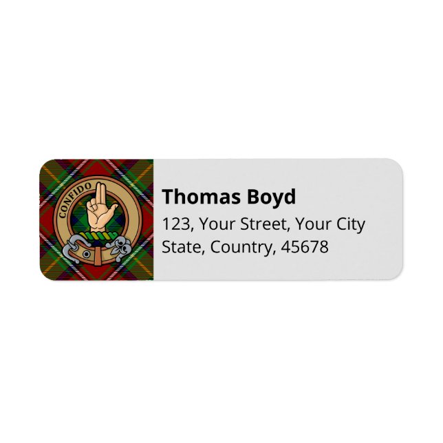 Clan Boyd Crest over Tartan (Front)