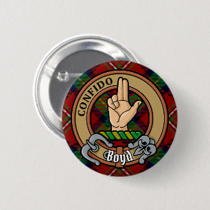 Clan Boyd Crest over Tartan 6 Cm Round Badge