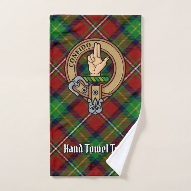 Clan Boyd Crest over Tartan Bath Towel Set (Hand Towel)
