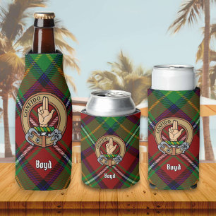 Clan Boyd Crest over Tartan Bottle Cooler