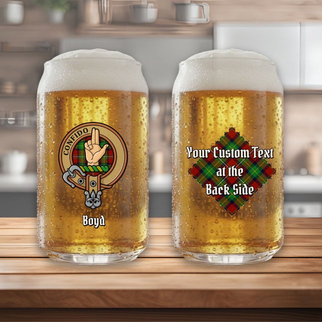 Clan Boyd Crest over Tartan Can Glass (Creator Uploaded)