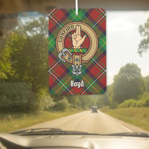 Clan Boyd Crest over Tartan Car Air Freshener
