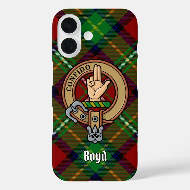 Clan Boyd Crest over Tartan Case-Mate iPhone Case (Back)