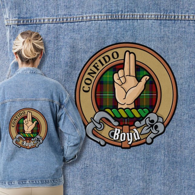 Clan Boyd Crest over Tartan Denim Jacket (Creator Uploaded)