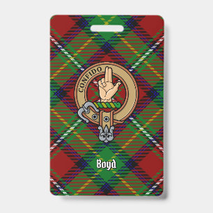 Clan Boyd Crest over Tartan ID Badge