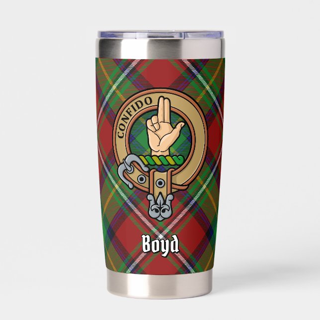 Clan Boyd Crest over Tartan Insulated Tumbler (Front)