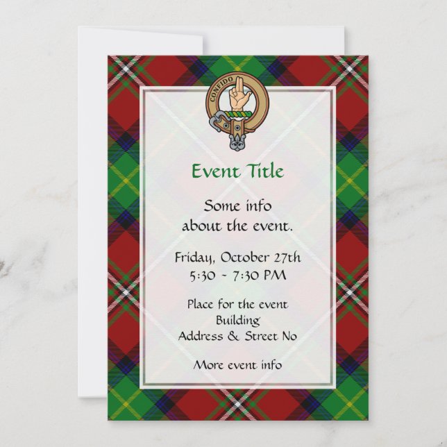 Clan Boyd Crest over Tartan Invitation (Front)
