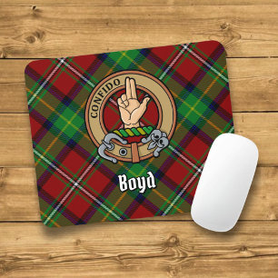 Clan Boyd Crest over Tartan Mouse Mat