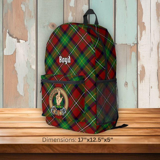 Clan Boyd Crest over Tartan Printed Backpack (Creator Uploaded)