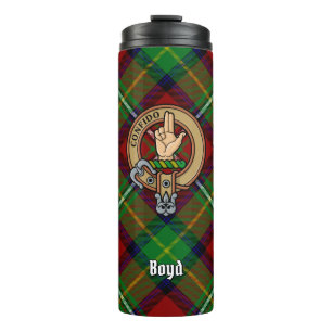Clan Boyd Crest over Tartan Thermal Tumbler