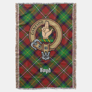 Clan Boyd Crest over Tartan Throw Blanket