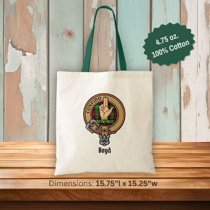Clan Boyd Crest over Tartan Tote Bag