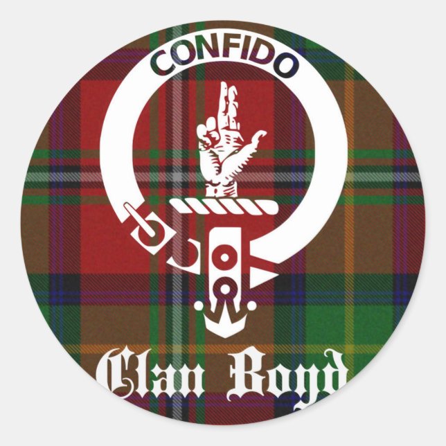 Clan Boyd Crest Tartan Classic Round Sticker (Front)