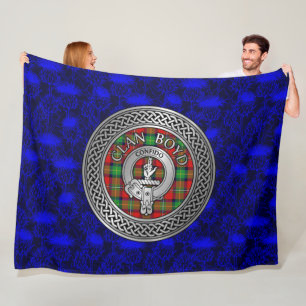 Clan Boyd Crest & Tartan Knot Fleece Blanket
