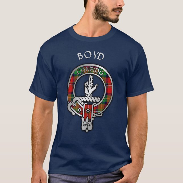 Clan Boyd Crest & Tartan T-Shirt (Front)