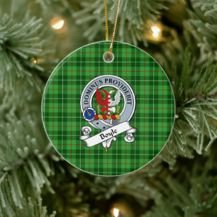 Clan Boyle Badge Tartan Plaid Ceramic Tree Decoration