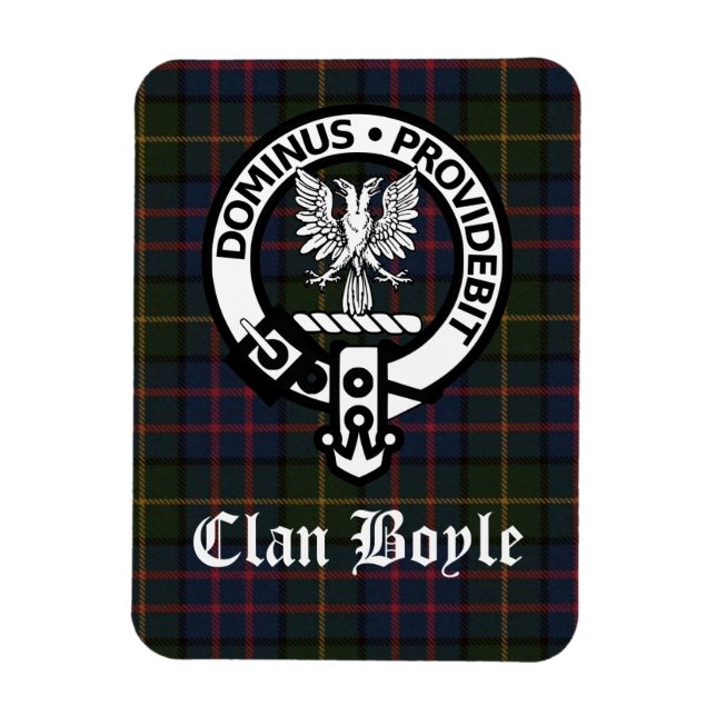 Clan Boyle Crest Badge and Tartan Magnet (Vertical)
