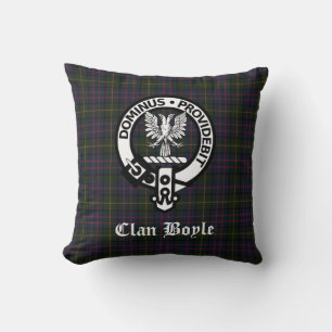 Clan Boyle Crest Badge & Tartan Cushion