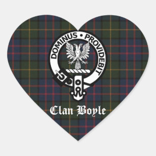 Clan Boyle Crest & Tartan Heart Sticker