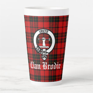 Clan Brodie Crest Badge and Tartan  Latte Mug