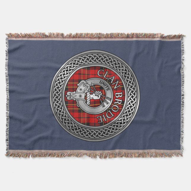 Clan Brodie Crest & Tartan Knot Throw Blanket (Front)