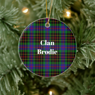 Clan Brodie Hunting Tartan Ceramic Tree Decoration