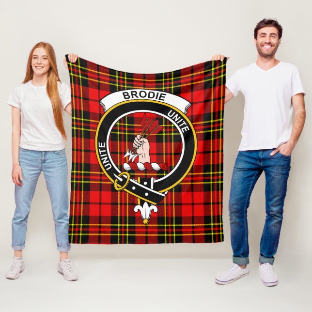 Clan Brodie Modern Tartan Plaid Fleece Blanket (In Situ)