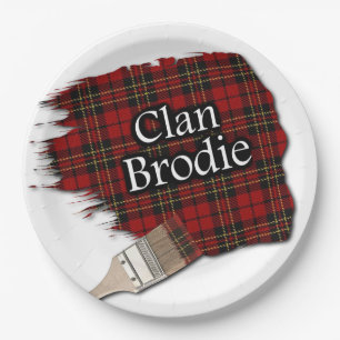 Clan Brodie Scottish Tartan Paint Brush Paper Plate