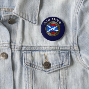 Clan Brodie Tartan Knot & Flag 6 Cm Round Badge