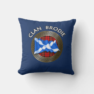 Clan Brodie Tartan Knot & Flag Cushion