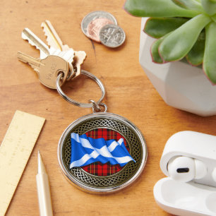 Clan Brodie Tartan Knot & Flag Key Ring