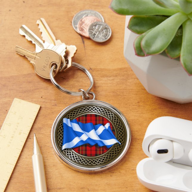 Clan Brodie Tartan Knot & Flag Key Ring (Desk)